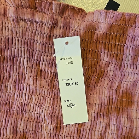 176. New Chaudry Pink Purple Maxi Sundress  Smocked Bodice Tiered Skirt Size Med - Picture 4 of 4